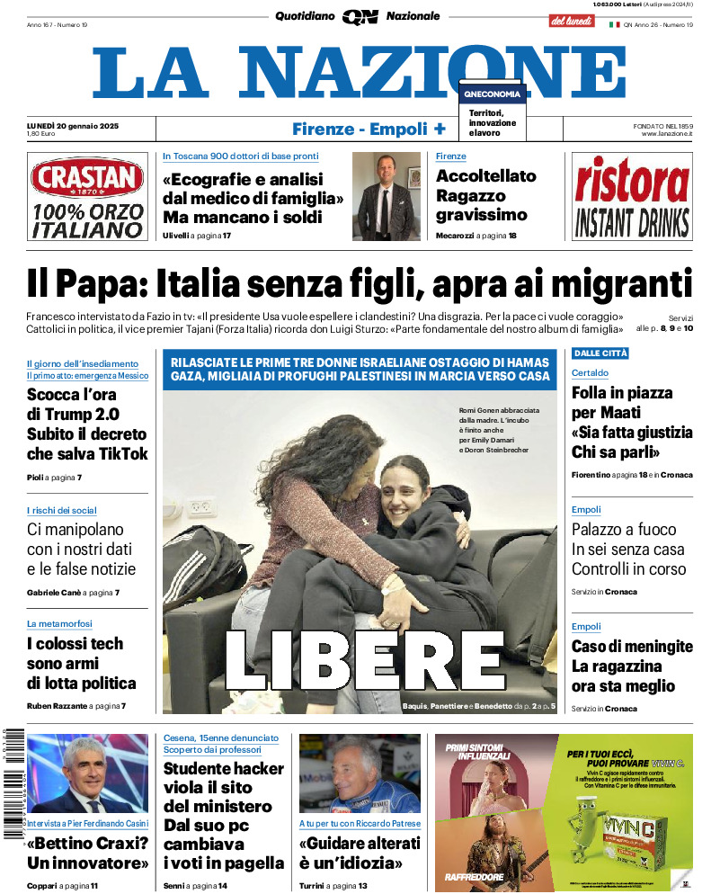 Prima-pagina-la nazione-edizione-di-oggi-20250120